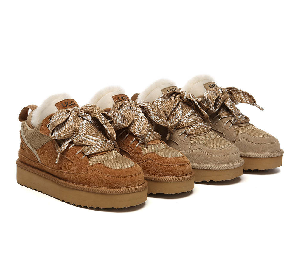 AUSTRALIAN SHEPHERD® UGG Boots Sheepskin Wool Lace Up Platform Sneakers Parkyr