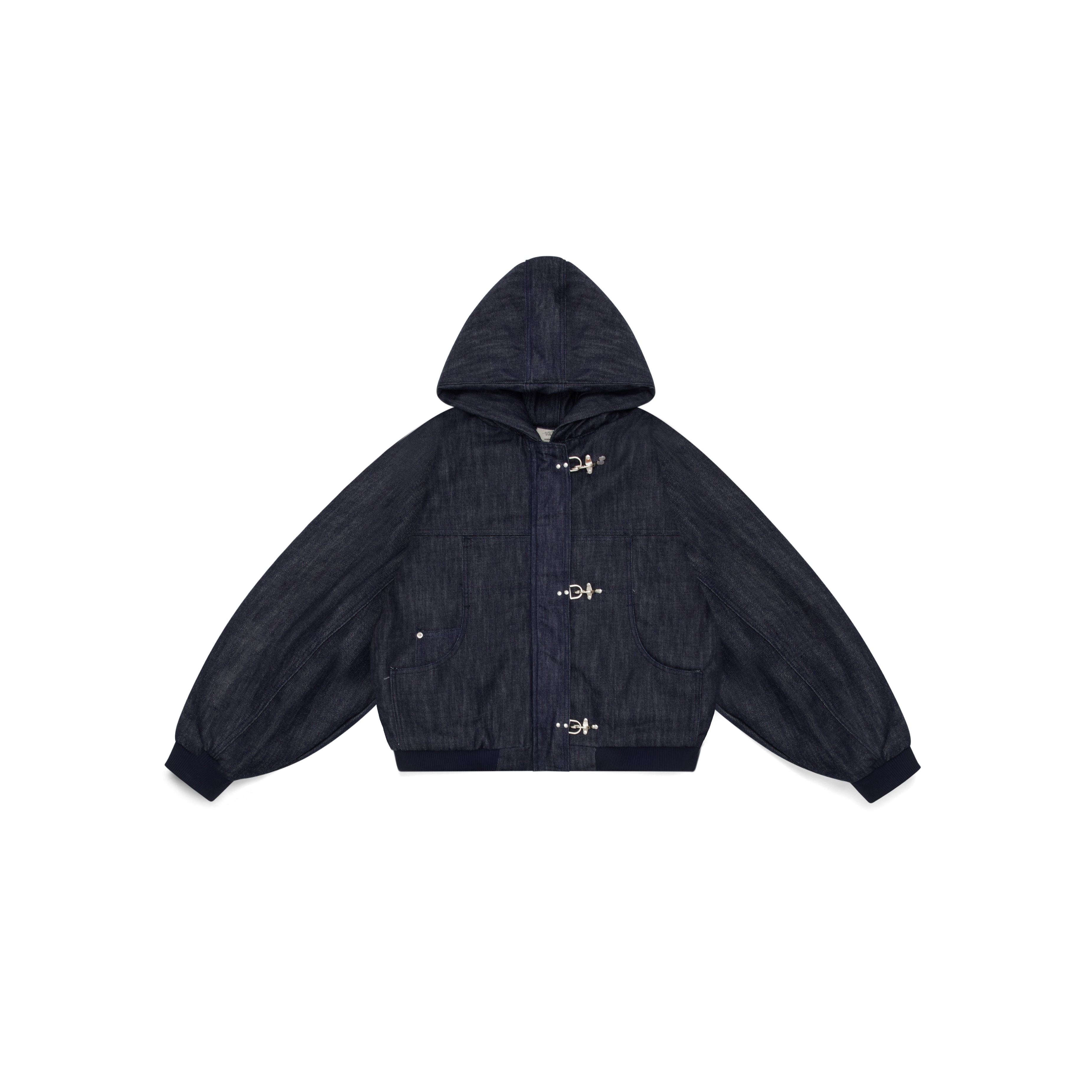 15OZ CANVAS CLASP BOMBER JACKET | RAW DENIM