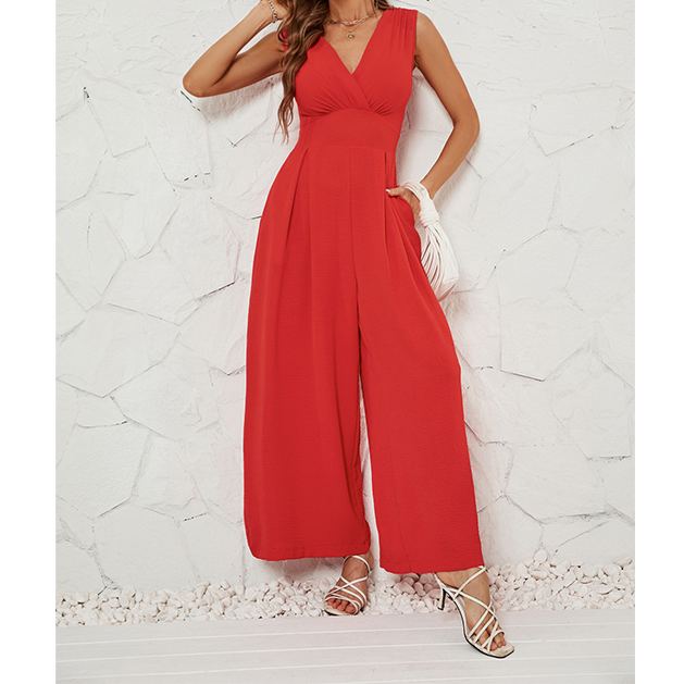 Summer Commuting Sleeveless Fashionable Waist Sleeveless Jumpsuit Women