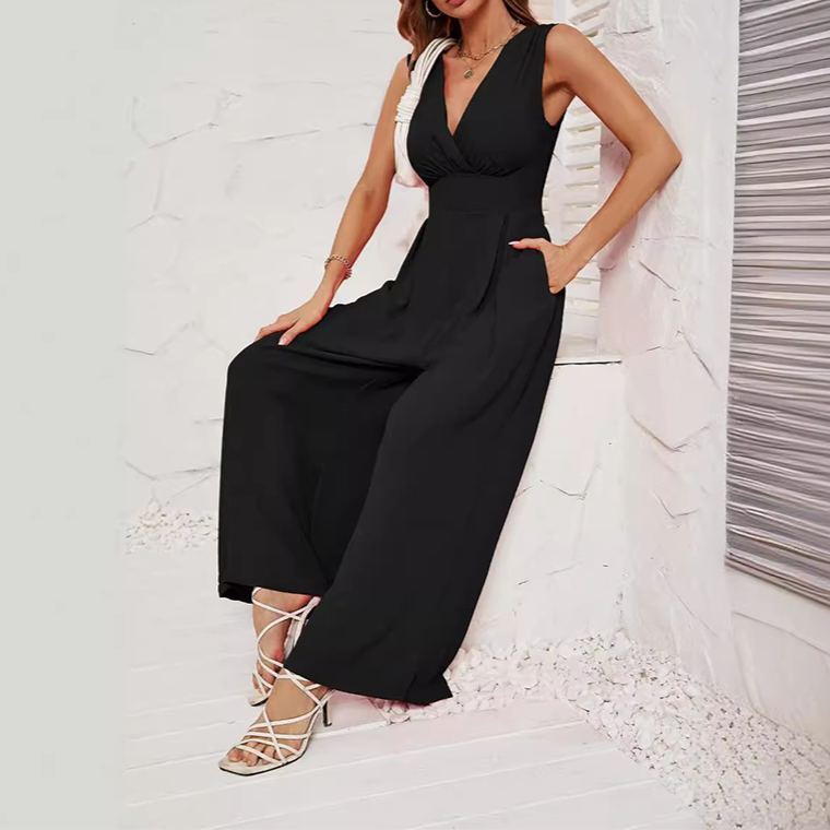 Summer Commuting Sleeveless Fashionable Waist Sleeveless Jumpsuit Women