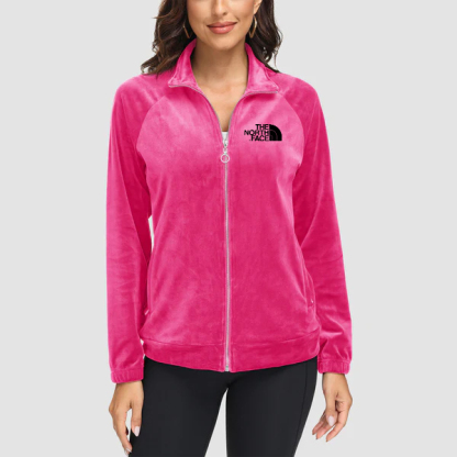 TNF®-Women's Velour Jackets Full Zip Up Fleece Jacket With Zipper Pockets Soft Winter Jackets
