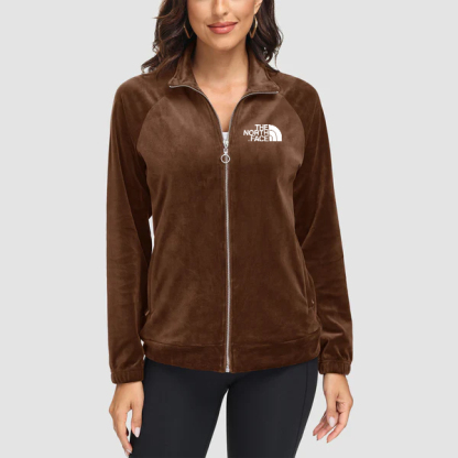 TNF®-Women's Velour Jackets Full Zip Up Fleece Jacket With Zipper Pockets Soft Winter Jackets