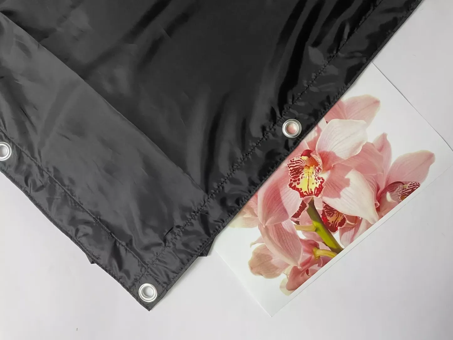 Black Silk Cloth Soften Diffuses Light/Overhead Butterfly, with Seams