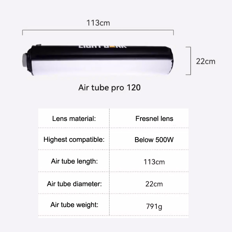 LIGHTBANK FlyNoodle Air tube Pro 120 MODIFIER 1X4', Bowen inflatable Softbox for mount light