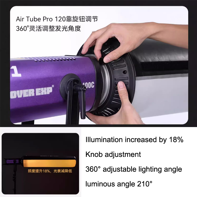 LIGHTBANK FlyNoodle Air tube Pro 120 MODIFIER 1X4', Bowen inflatable Softbox for mount light