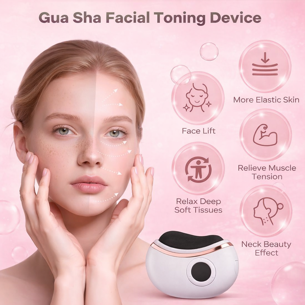 Gua Sha Facial Tools Electric 9 Levels Heated Scraping Massager for Face Lift Puffiness Reduction 