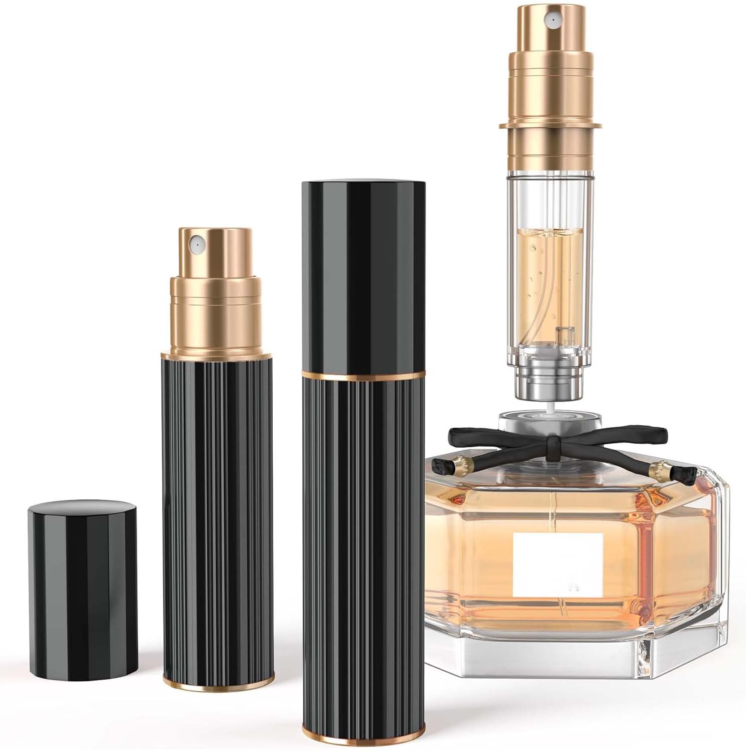 Perfume Atomizer Travel Refillable,Bottom-Filling Fragrances Perfumes Bottle,Mini Cologne Dispenser, Portable Sprayer Pocket Size for Women Men Cruise Car Trip Gift