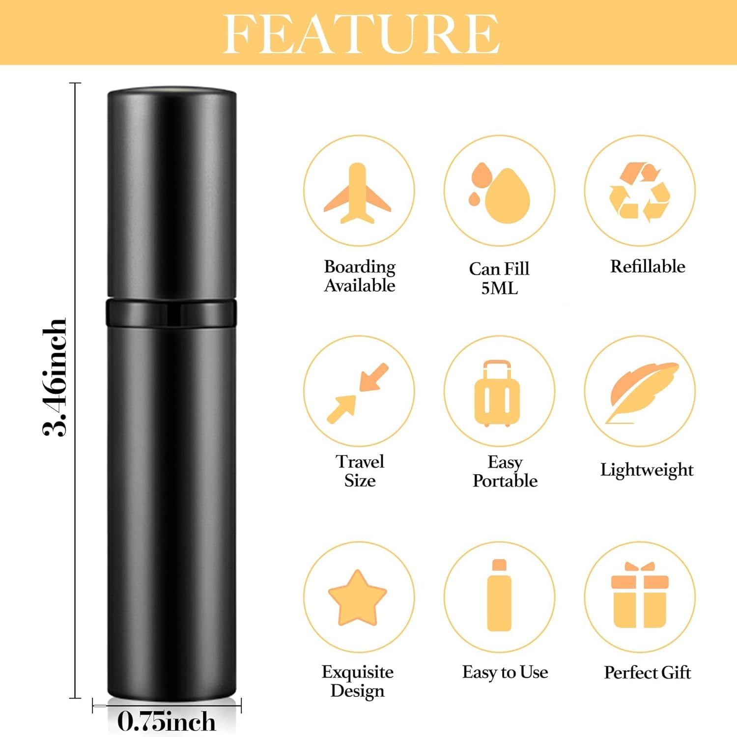 Perfume Travel Refillable BottlePerfume Travel Refillable Bottle, Bottom-Filling Fragrances Perfume Atomizer, Empty Mini Cologne Dispenser, Portable Sprayer Pocket Size for On the Go 5ml /10ML