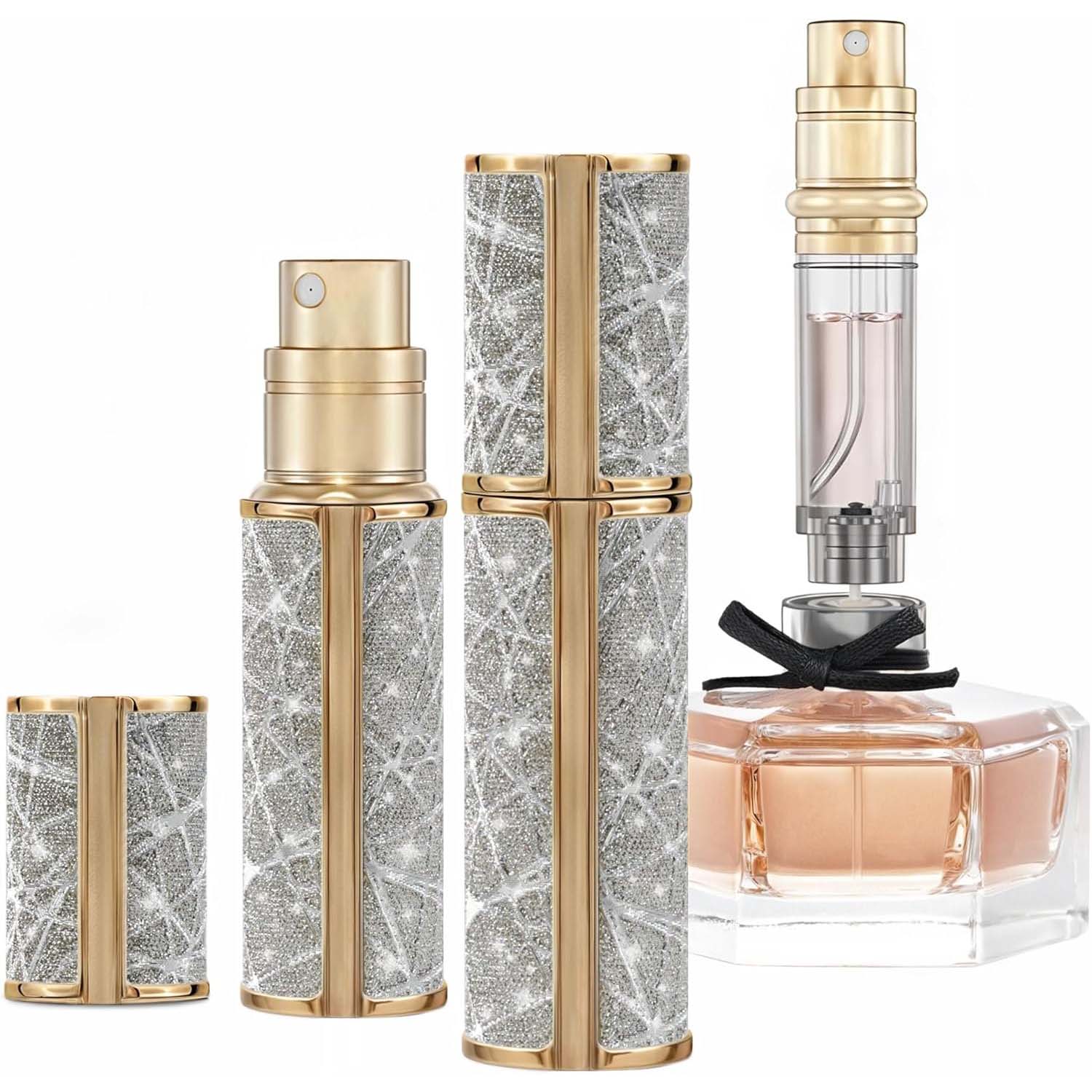 Refillable Travel Perfume Atomizer Bottle - 5ml Luxury Pocket Perfume Dispenser Pump, Travel Perfume Atomiser, Cologne Dispenser, Portable Size Sprayer Bottle for Traveling
