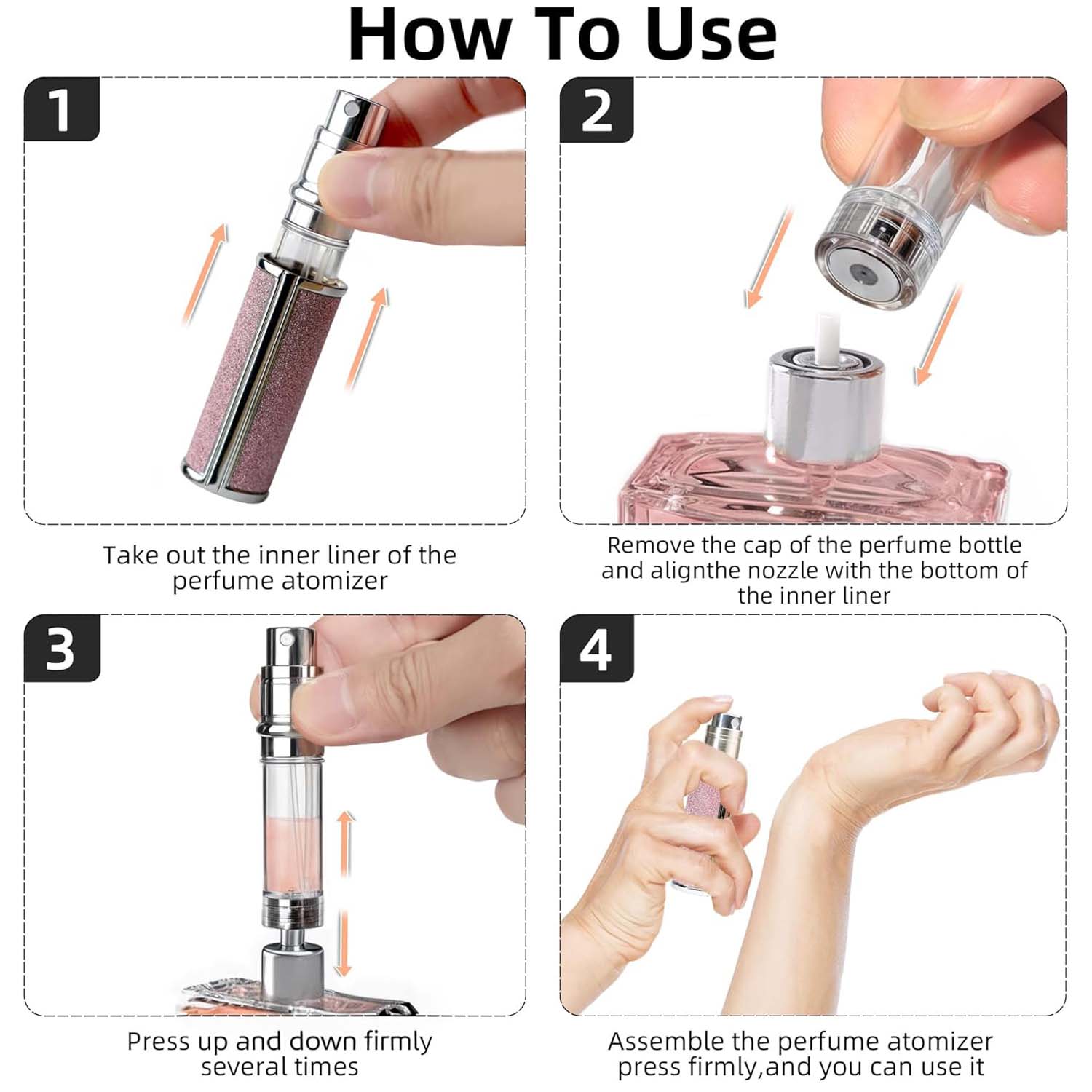 Refillable Travel Perfume Atomizer Bottle - 5ml Luxury Pocket Perfume Dispenser Pump, Travel Perfume Atomiser, Cologne Dispenser, Portable Size Sprayer Bottle for Traveling