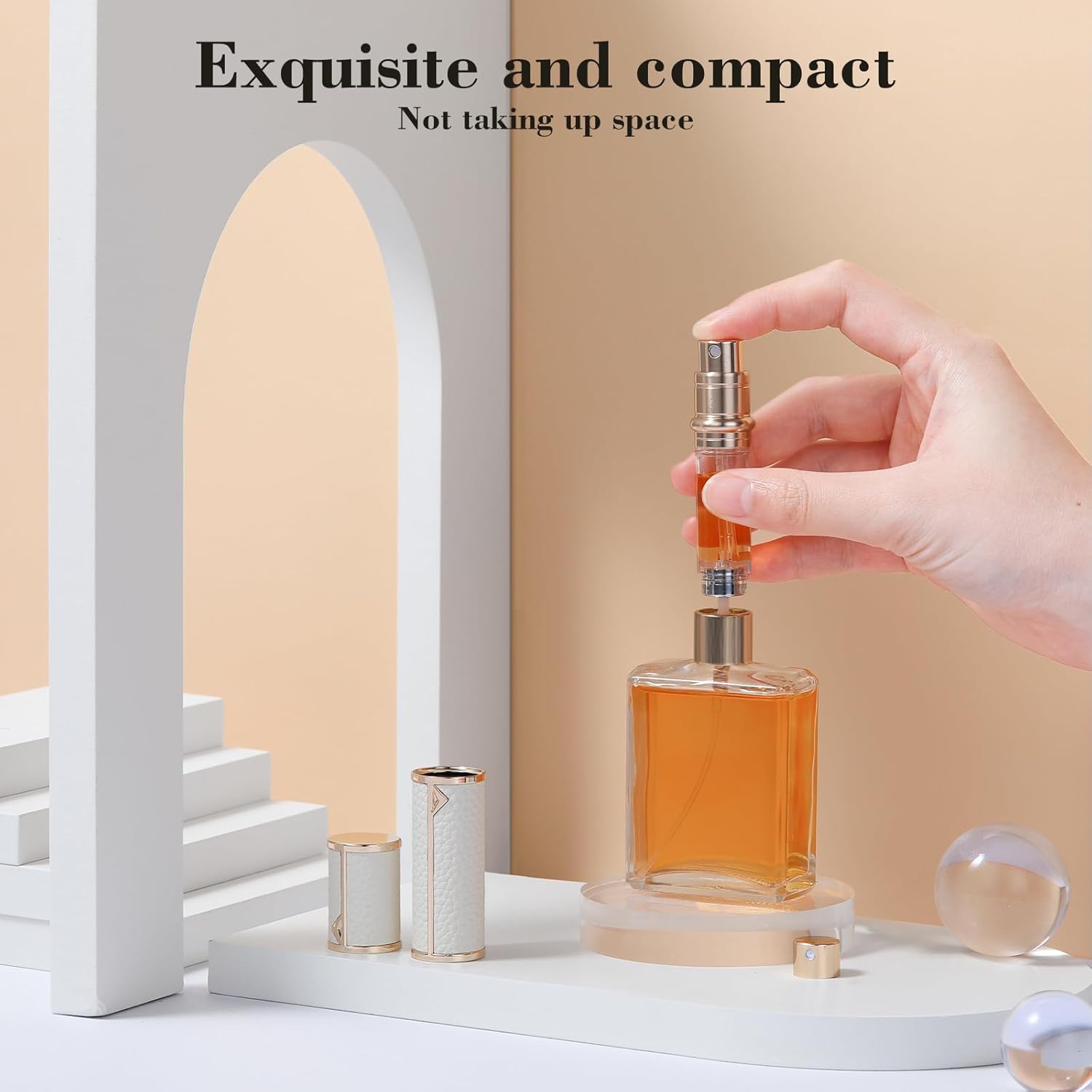 Travel Refillable Perfume Bottle, Leak-proof 5ml Atomizer, Portable Luxurious Pocket Perfume Dispenser Pump Transfer Tool for Women Men Travel Accessories.