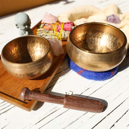 བོད་ཀྱི་རིགས Tibetan Meditation Sound Bowl Handcrafted for Healing and Mindfulness Singing Bowl Set