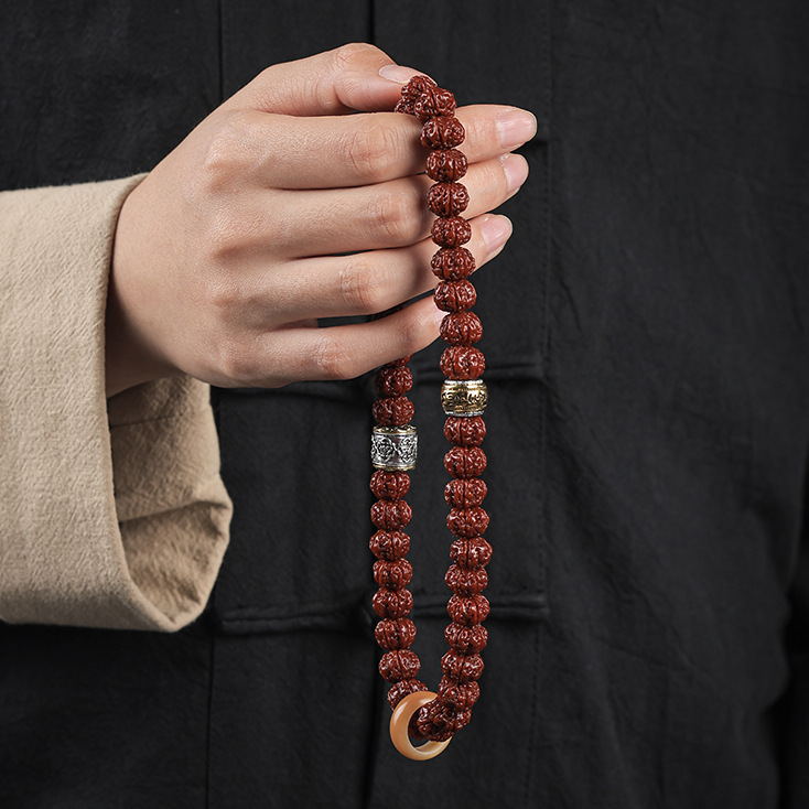 བོད་ཀྱི་རིགས Authentic Patinated Small Vajra Bodhi: Double-Circle Buddhist Prayer Bracelet