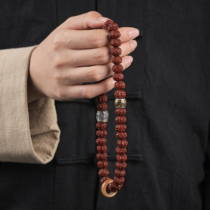 བོད་ཀྱི་རིགས Authentic Patinated Small Vajra Bodhi: Double-Circle Buddhist Prayer Bracelet