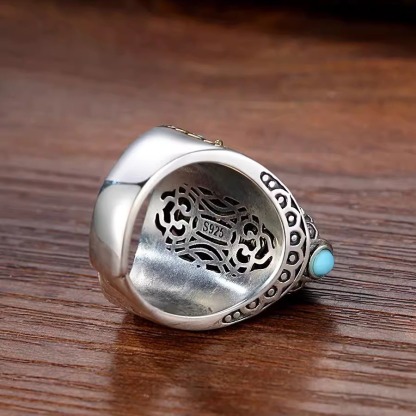 High-End Tibetan Nine-Eye Dzi Ring: Spiritual Ethnic Style Finger Ornament