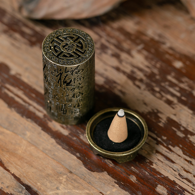 Tibetan Hollow-Out Incense Burner: Vertical Hundred-Blessing Style, Magpie & Plum Blossom Pattern