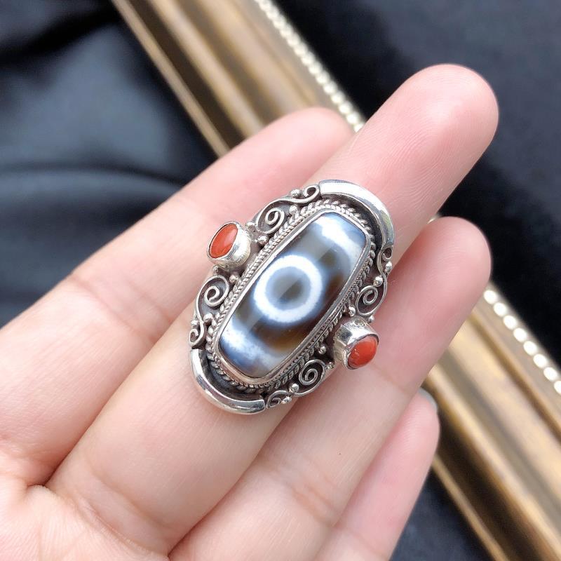 Tibetan Nepalese Handmade Silver Ring: Adjustable Open Design, Retro Bold Ethnic Style for Men & Women