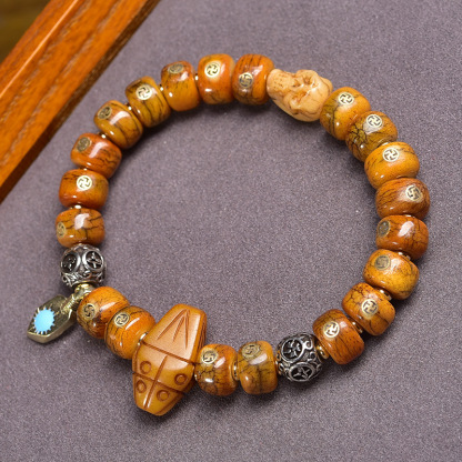 བོད་ཀྱི་རིགས་ Natural Camel Bone Bracelet | Single-Circle Tibetan Buddhist Rosary - Unisex Ethnic Handicraft-བོད་ཀྱི་རིགས