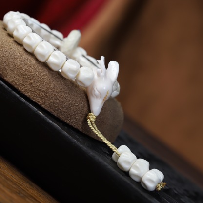 Natural Antler Berberis Bead Bracelet | Tibetan Buddhist Rosary Wenwan Jewelry