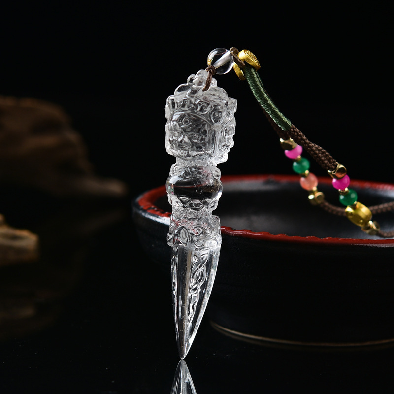 བོད་ཀྱི་རིགས Rare Vajrakila Protective Energy Crystal Pendant | Dorje Phurba Spiritual Healing Amulet Jewelry-བོད་ཀྱི་རིགས