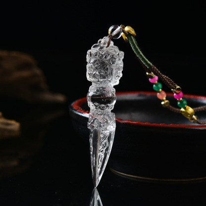 བོད་ཀྱི་རིགས Rare Vajrakila Protective Energy Crystal Pendant | Dorje Phurba Spiritual Healing Amulet Jewelry-བོད་ཀྱི་རིགས