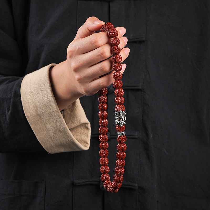 བོད་ཀྱི་རིགས Authentic Patinated Small Vajra Bodhi: Double-Circle Buddhist Prayer Bracelet