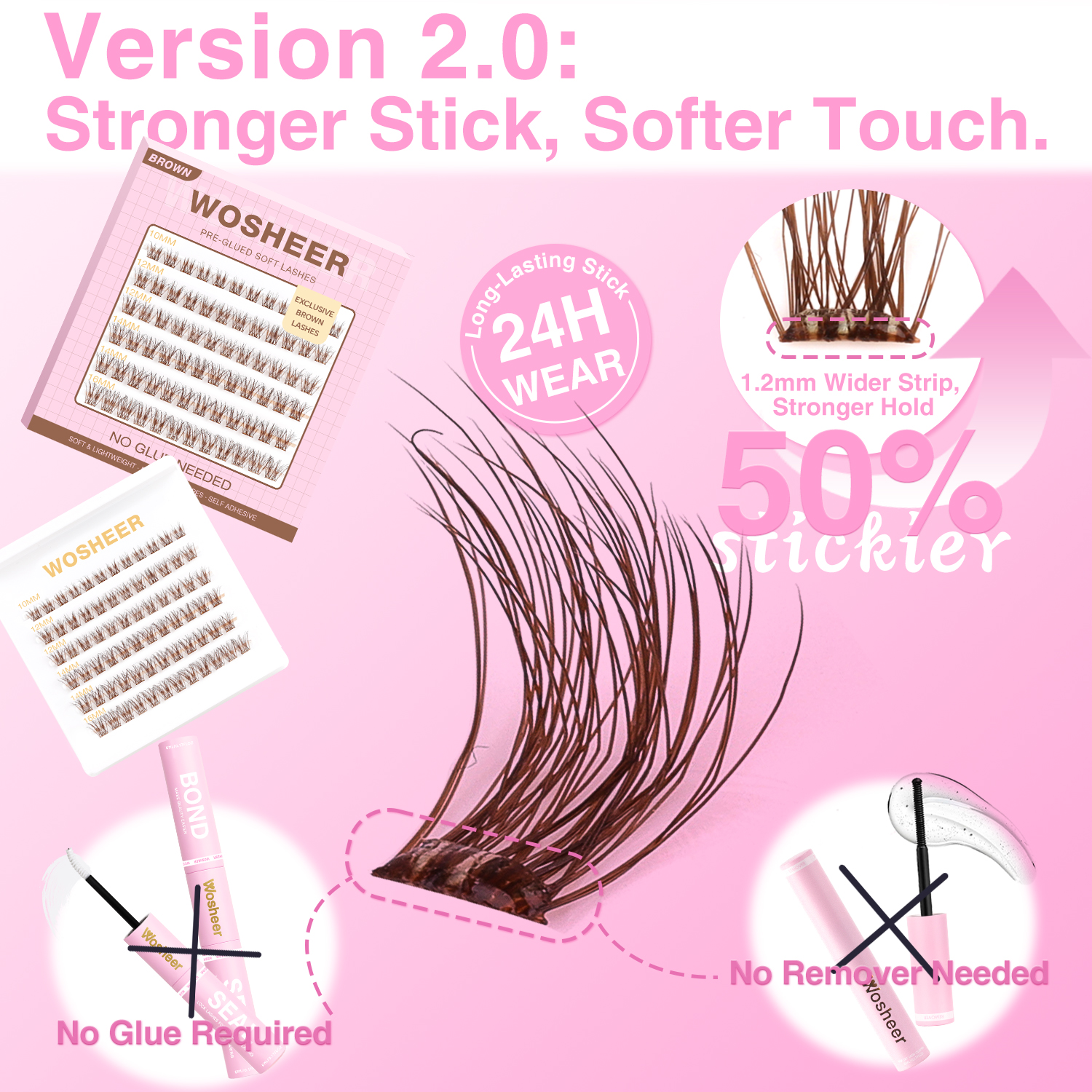 KESLY Brown Pre-glued Lash Clusters