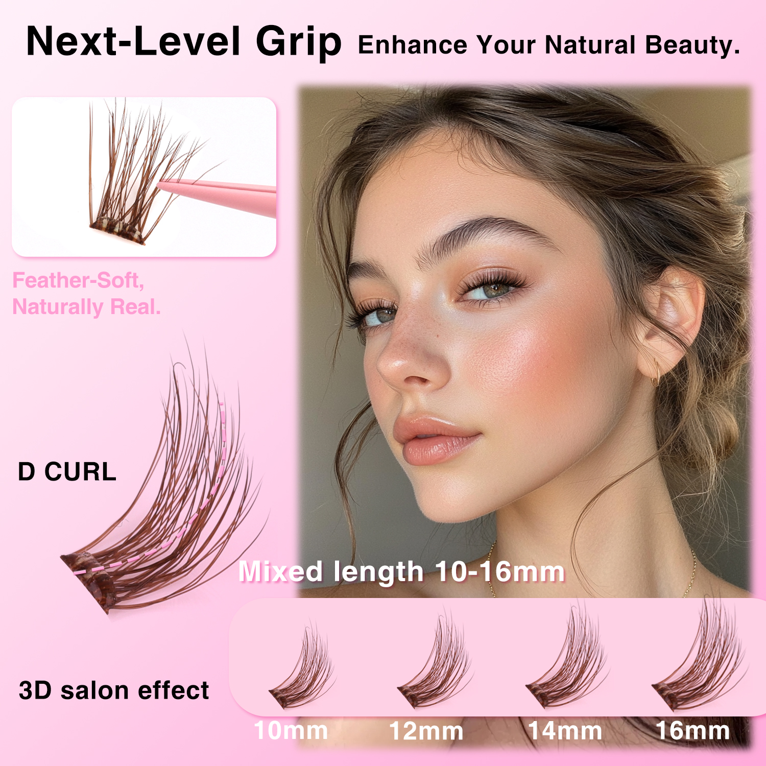 KESLY Brown Pre-glued Lash Clusters