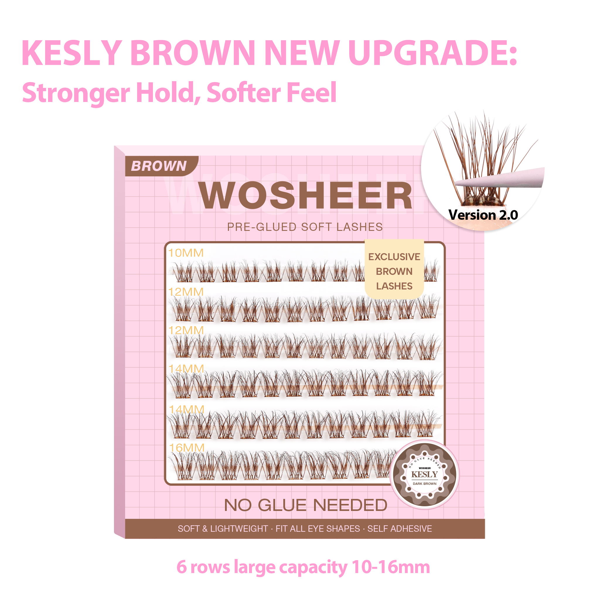 KESLY Brown Pre-glued Lash Clusters