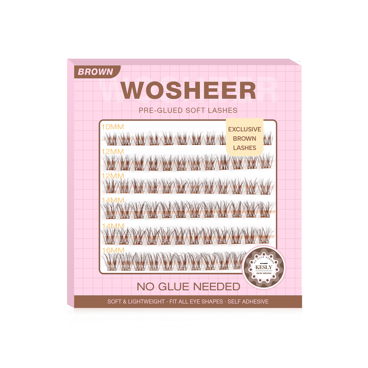 KESLY Brown Pre-glued Lash Clusters