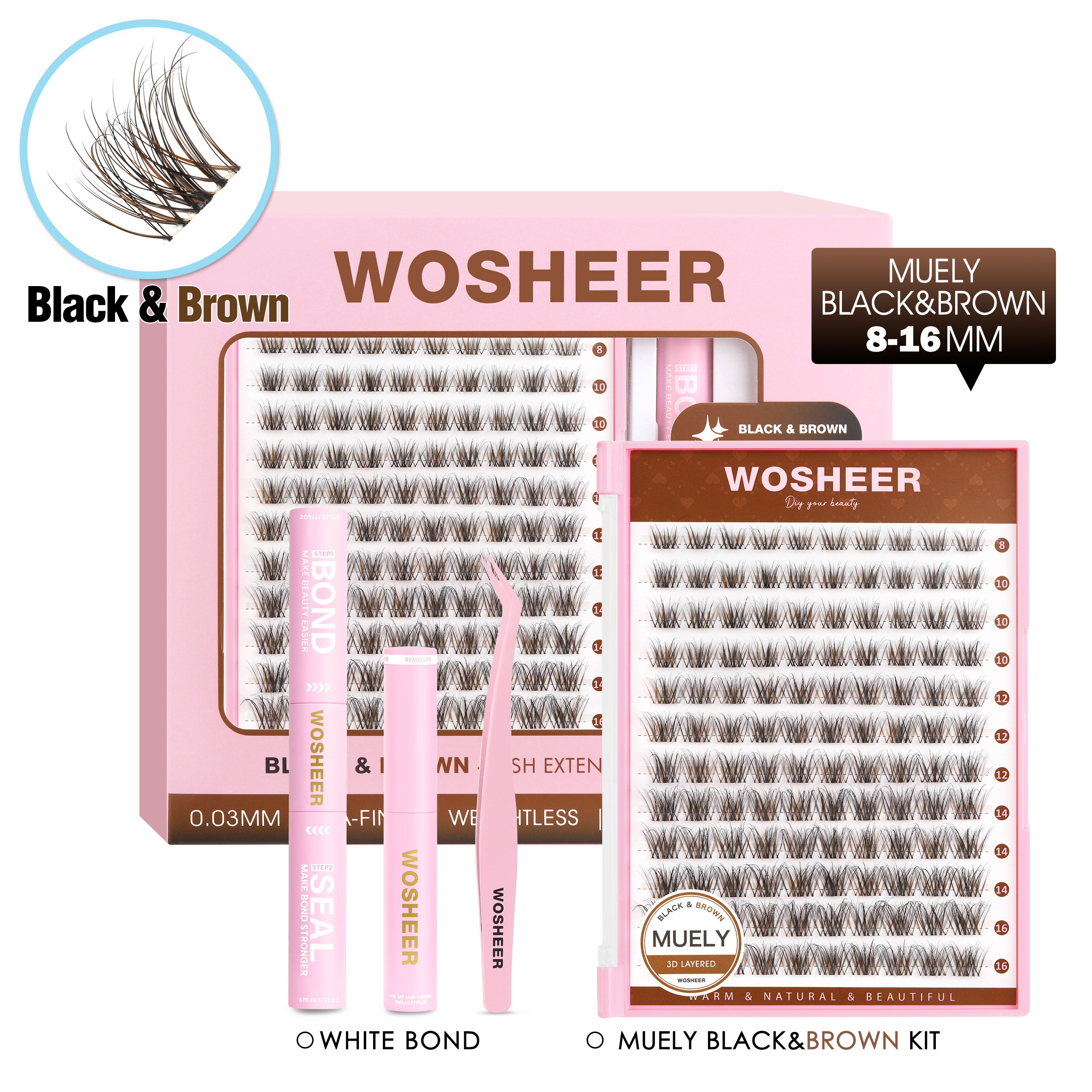 MUELY Black&Brown Lash Clusters