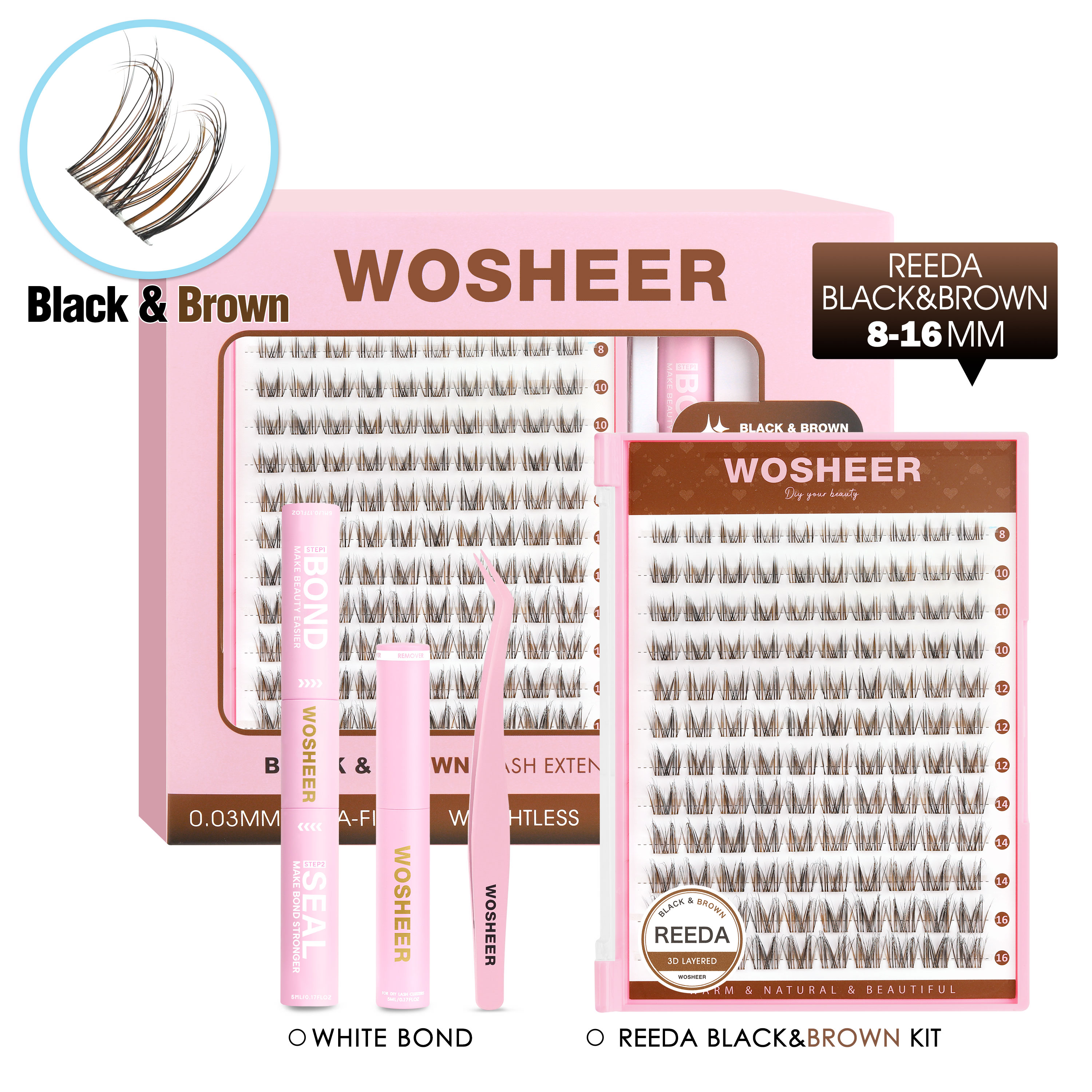 REEDA Black&Brown Lash Clusters