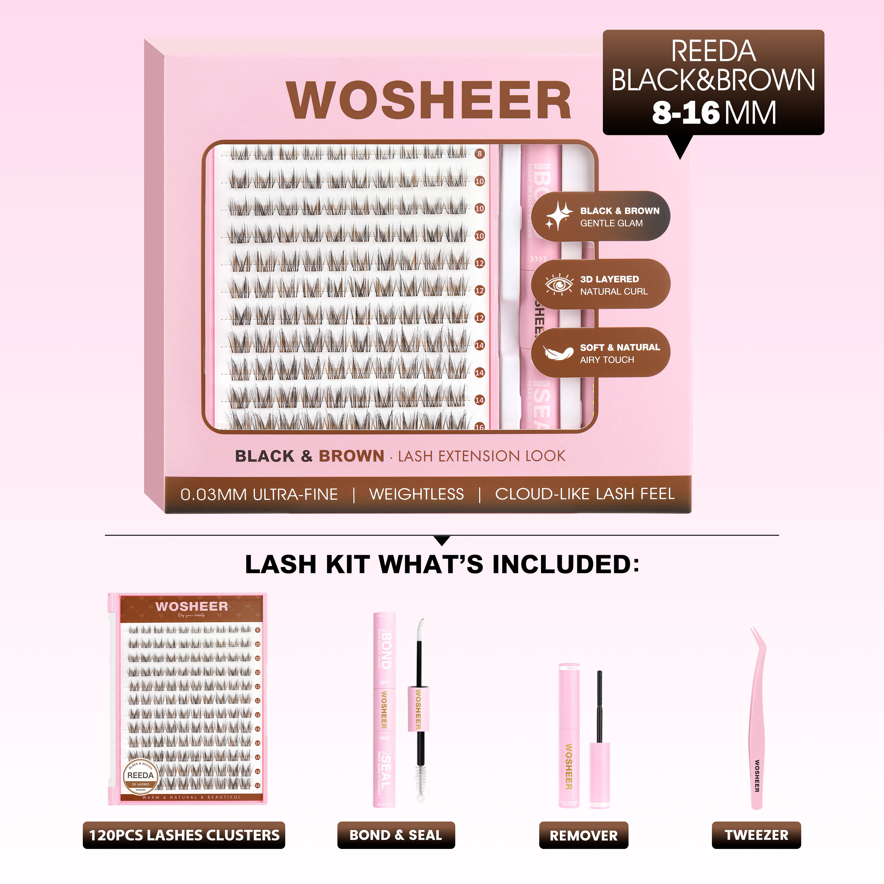 REEDA Black&Brown Lash Clusters