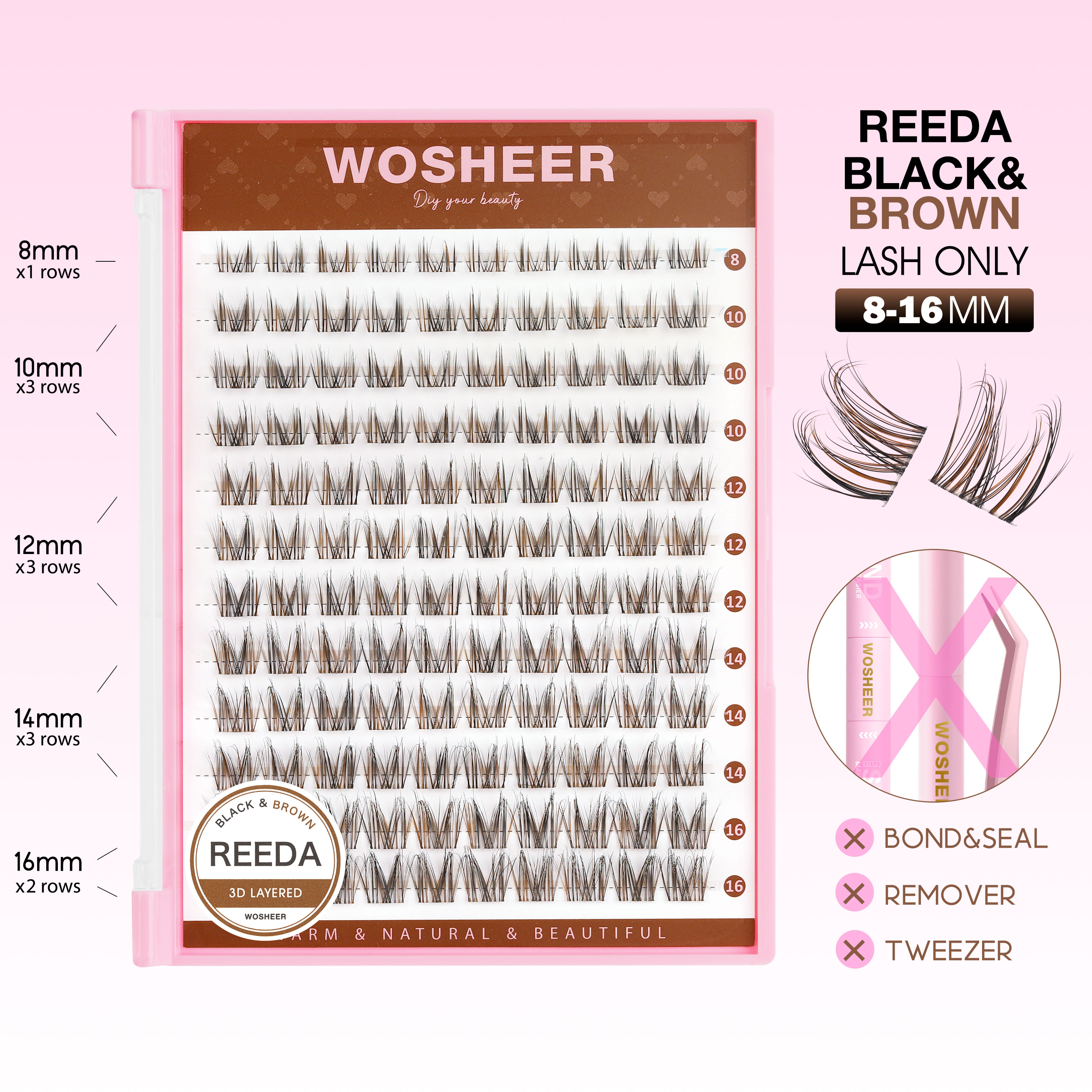REEDA Black&Brown Lash Clusters