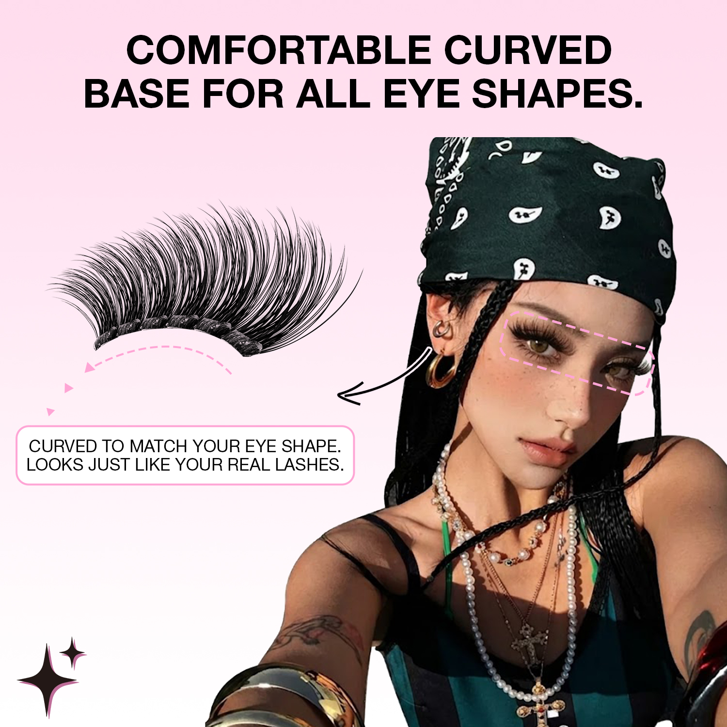 REVEN Curved Band Pre-glued Lash Clusters