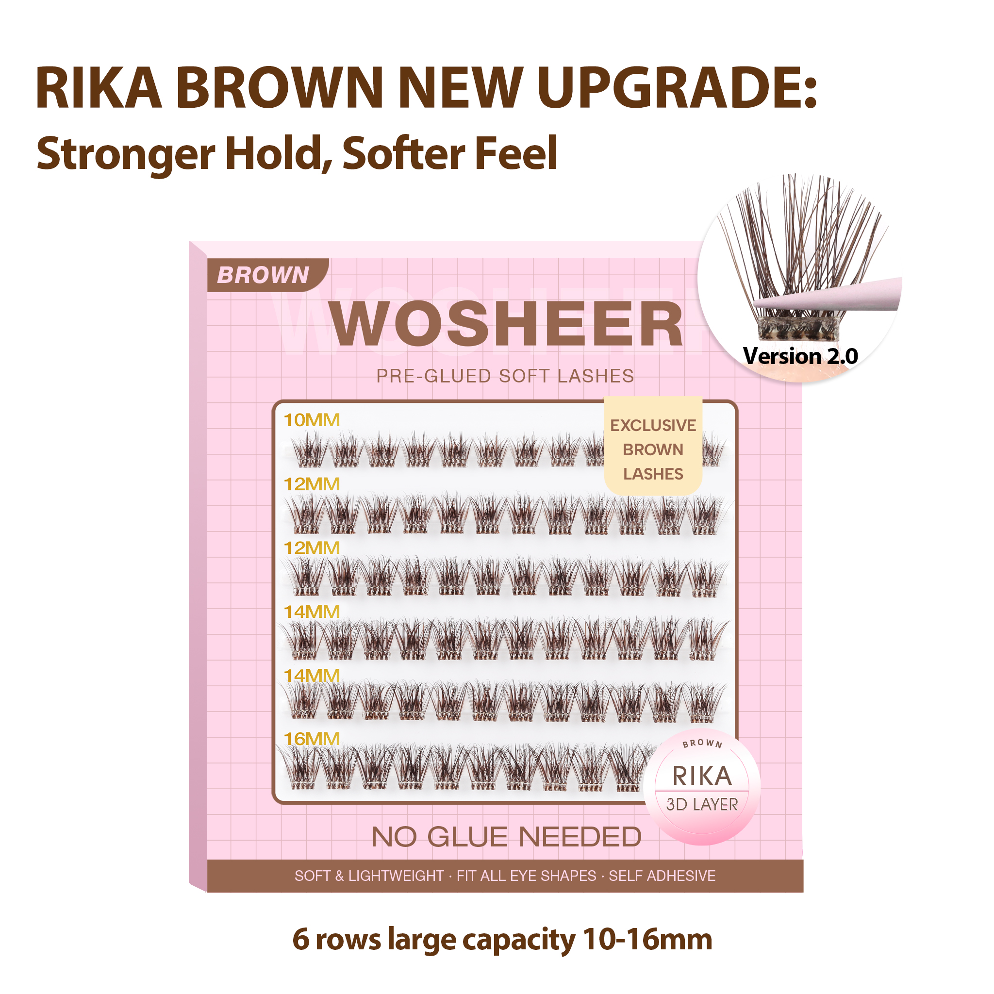 RIKA Brown Pre-glued Lash Clusters