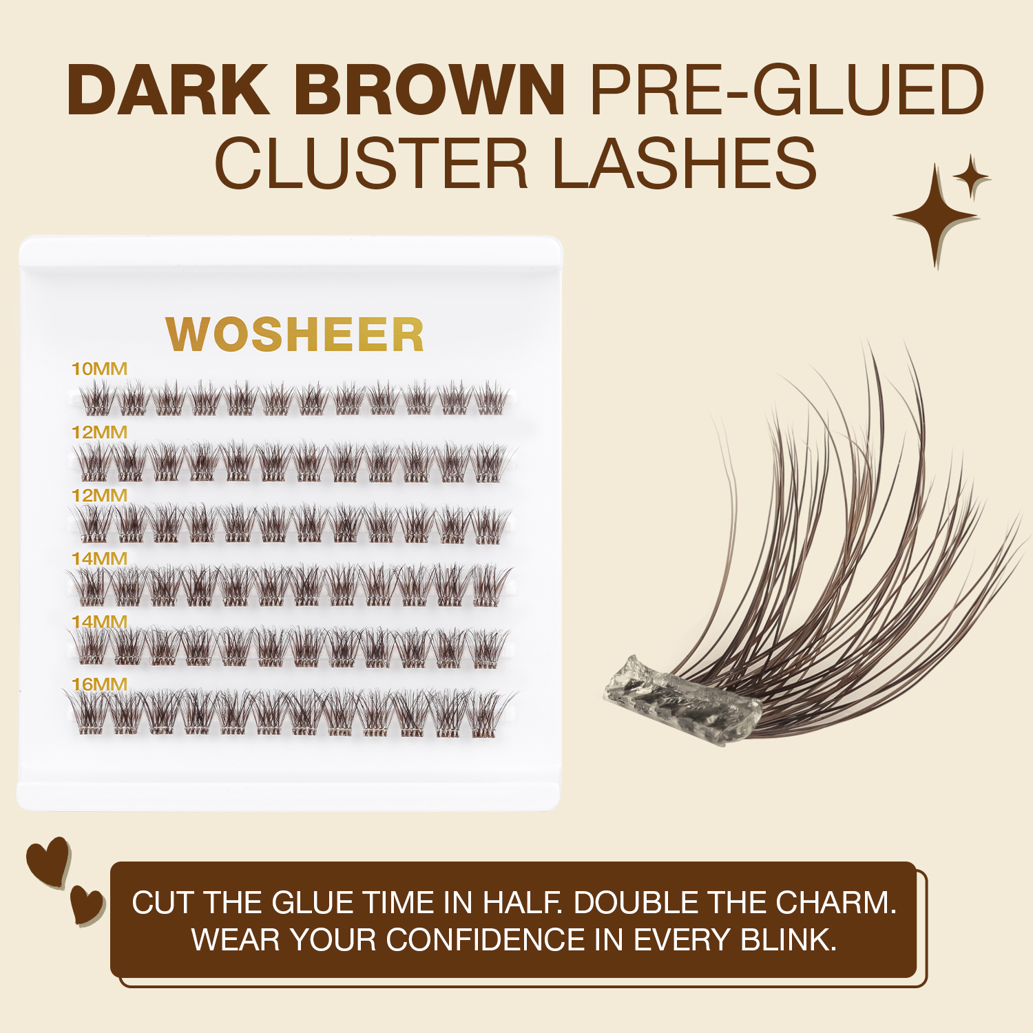 RIKA Brown Pre-glued Lash Clusters