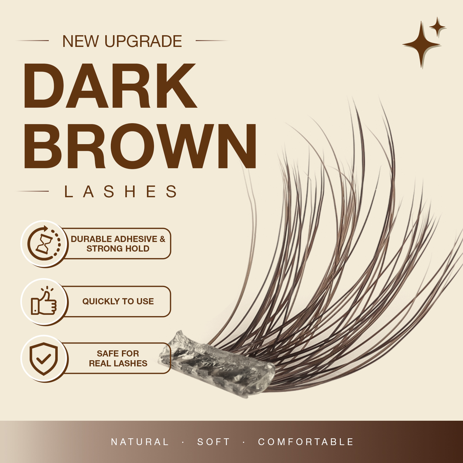 RIKA Brown Pre-glued Lash Clusters