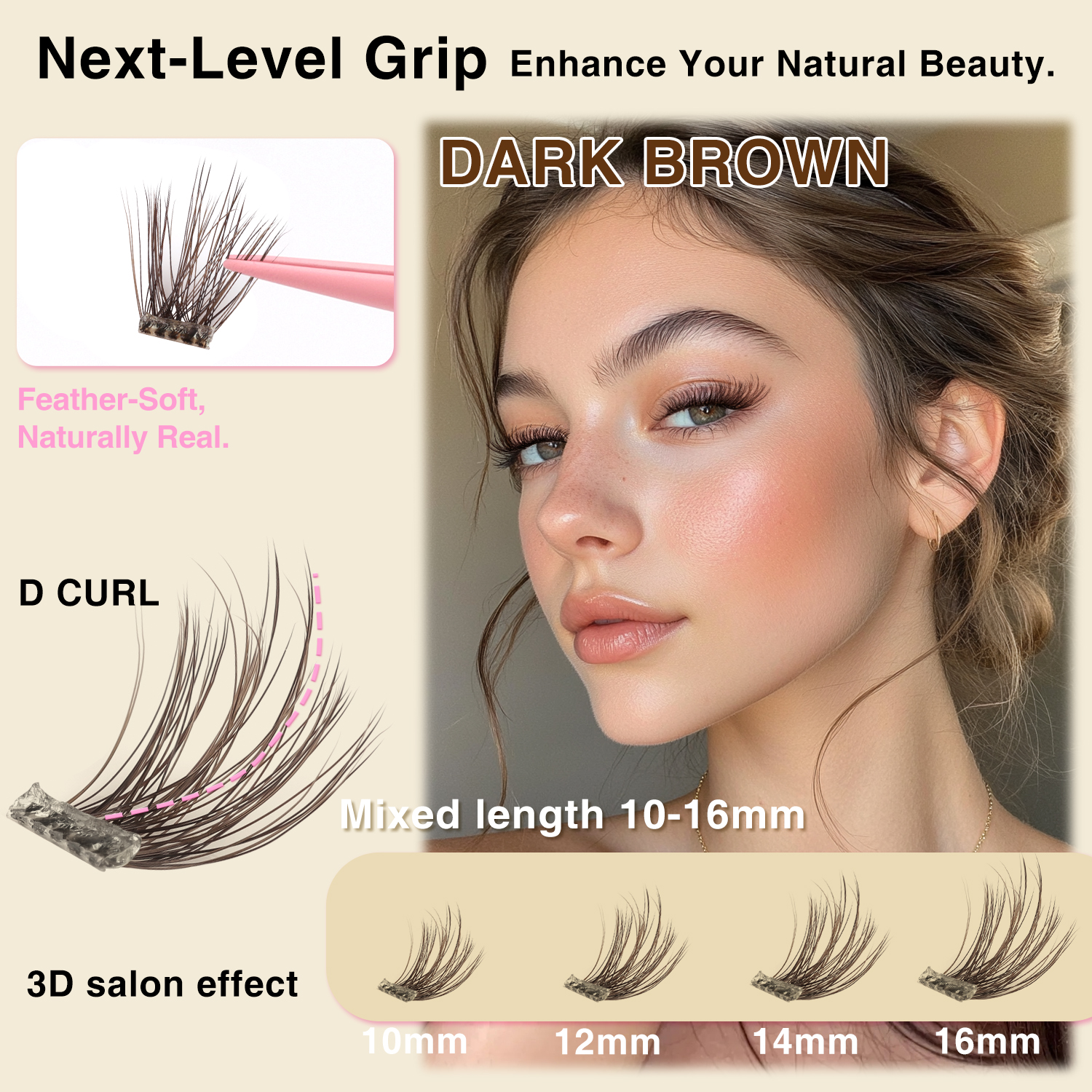 RIKA Brown Pre-glued Lash Clusters