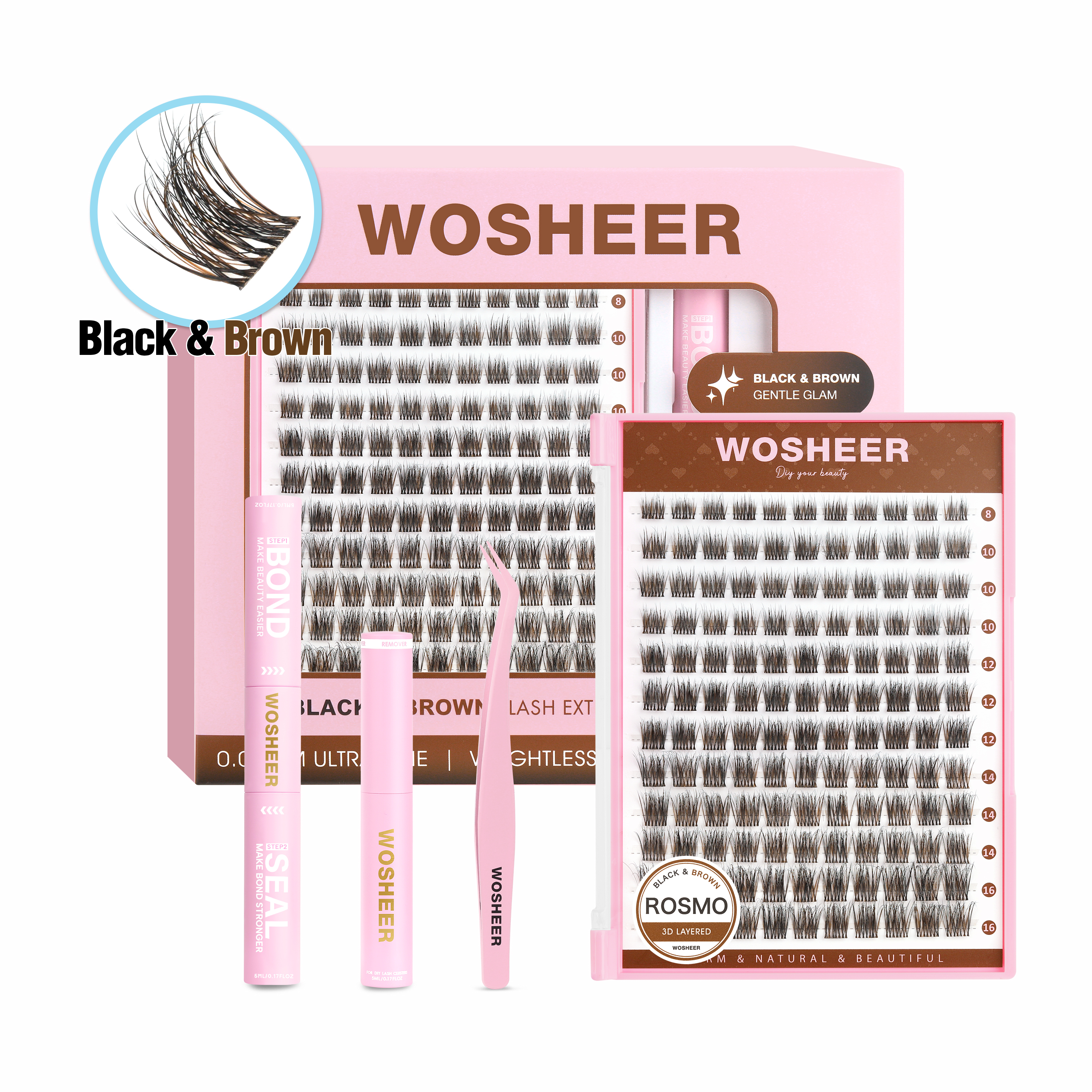 ROSMO Black&Brown Lash Clusters