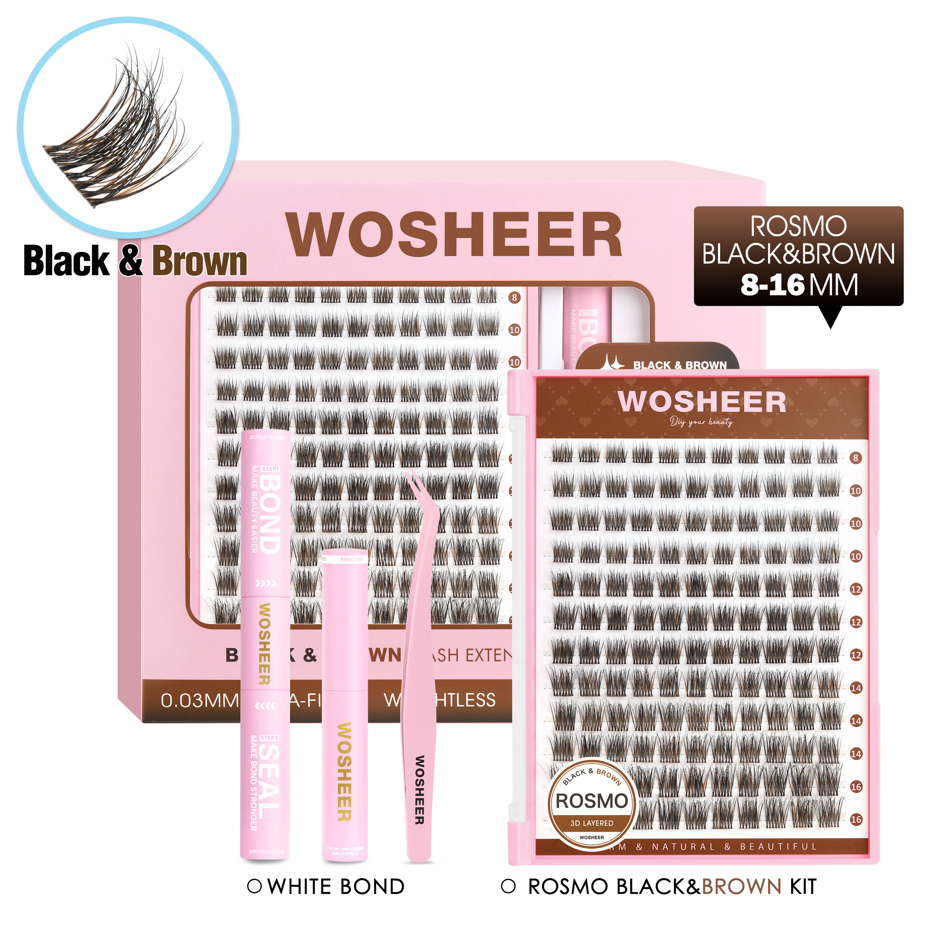 ROSMO Black&Brown Lash Clusters