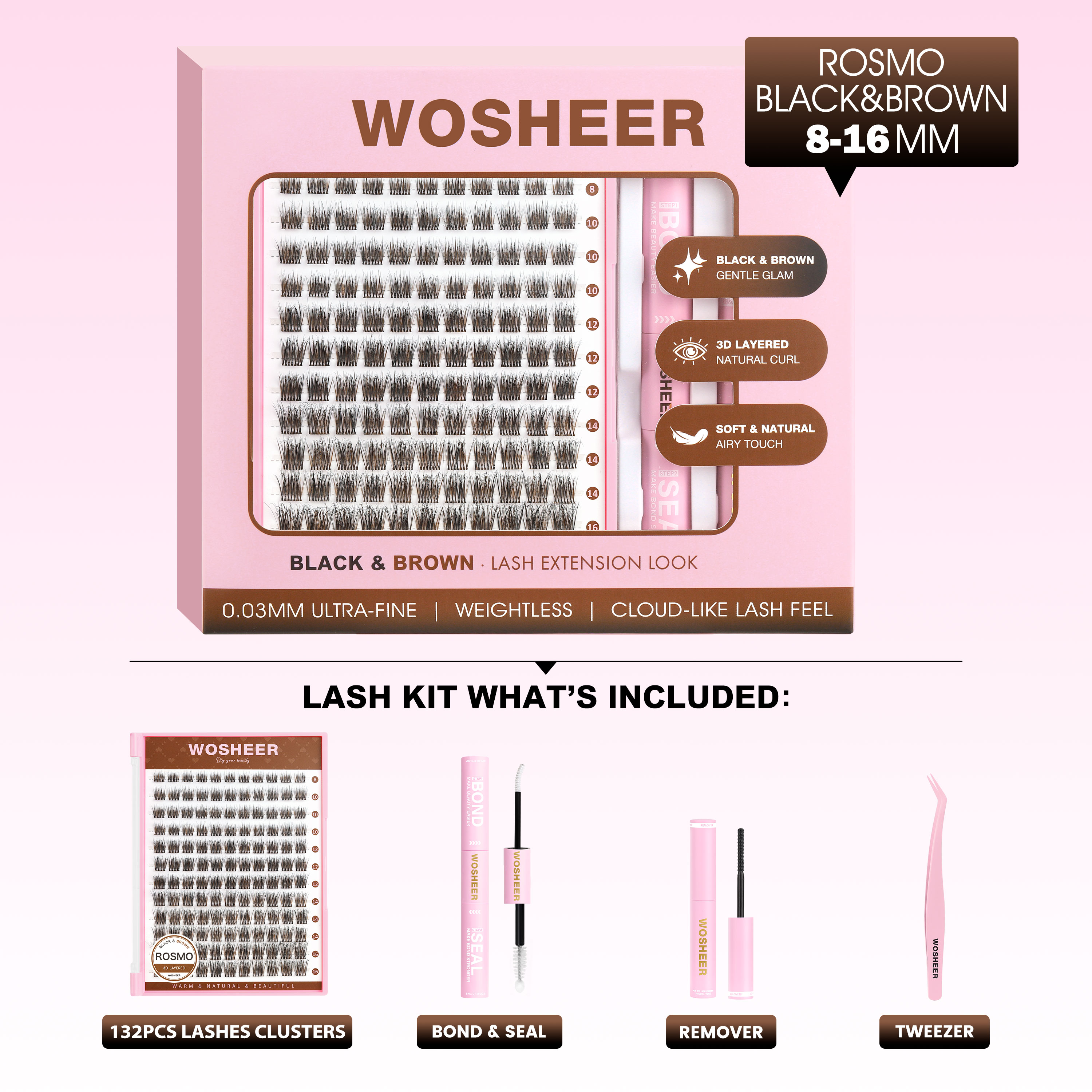 ROSMO Black&Brown Lash Clusters