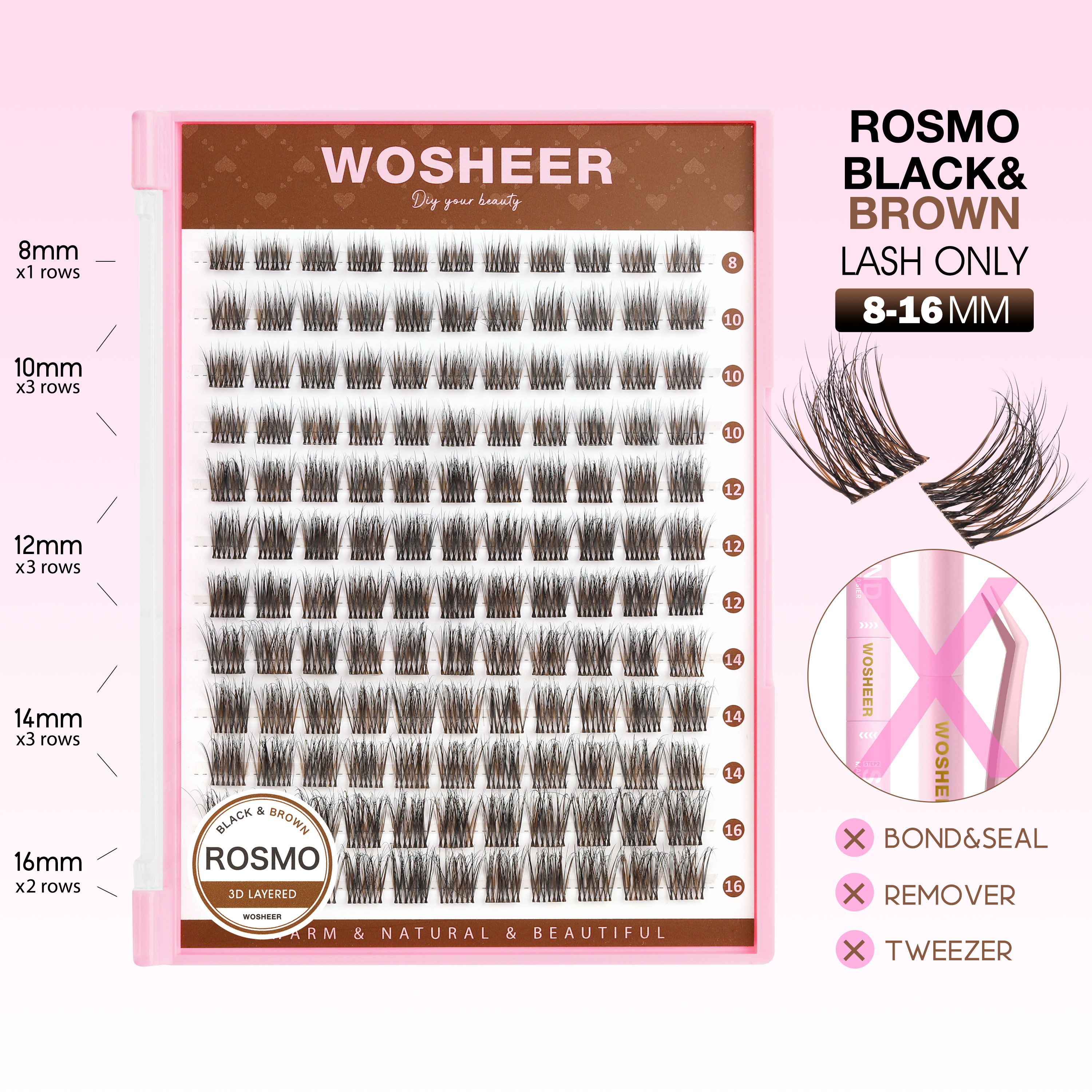 ROSMO Black&Brown Lash Clusters