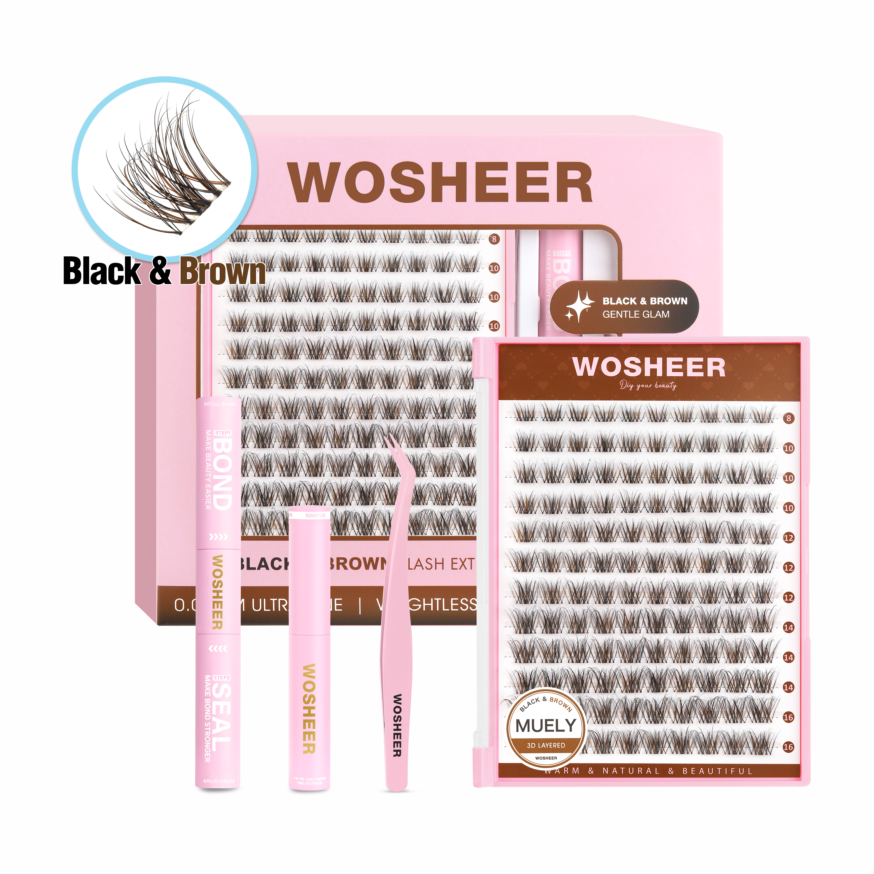 MUELY Black&Brown Lash Clusters