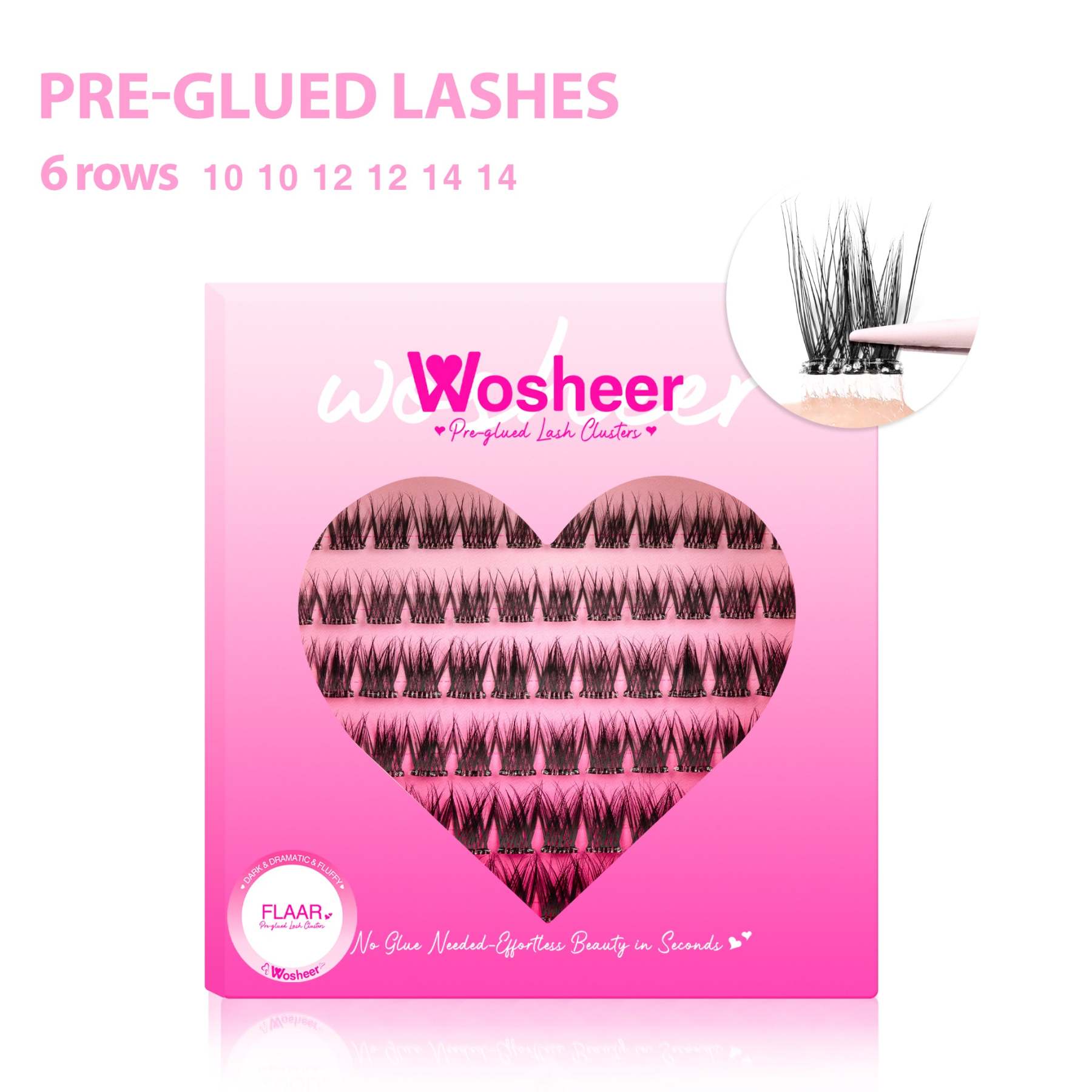 FLAAR Pre-glued Lash Clusters - MX - WOSHEER