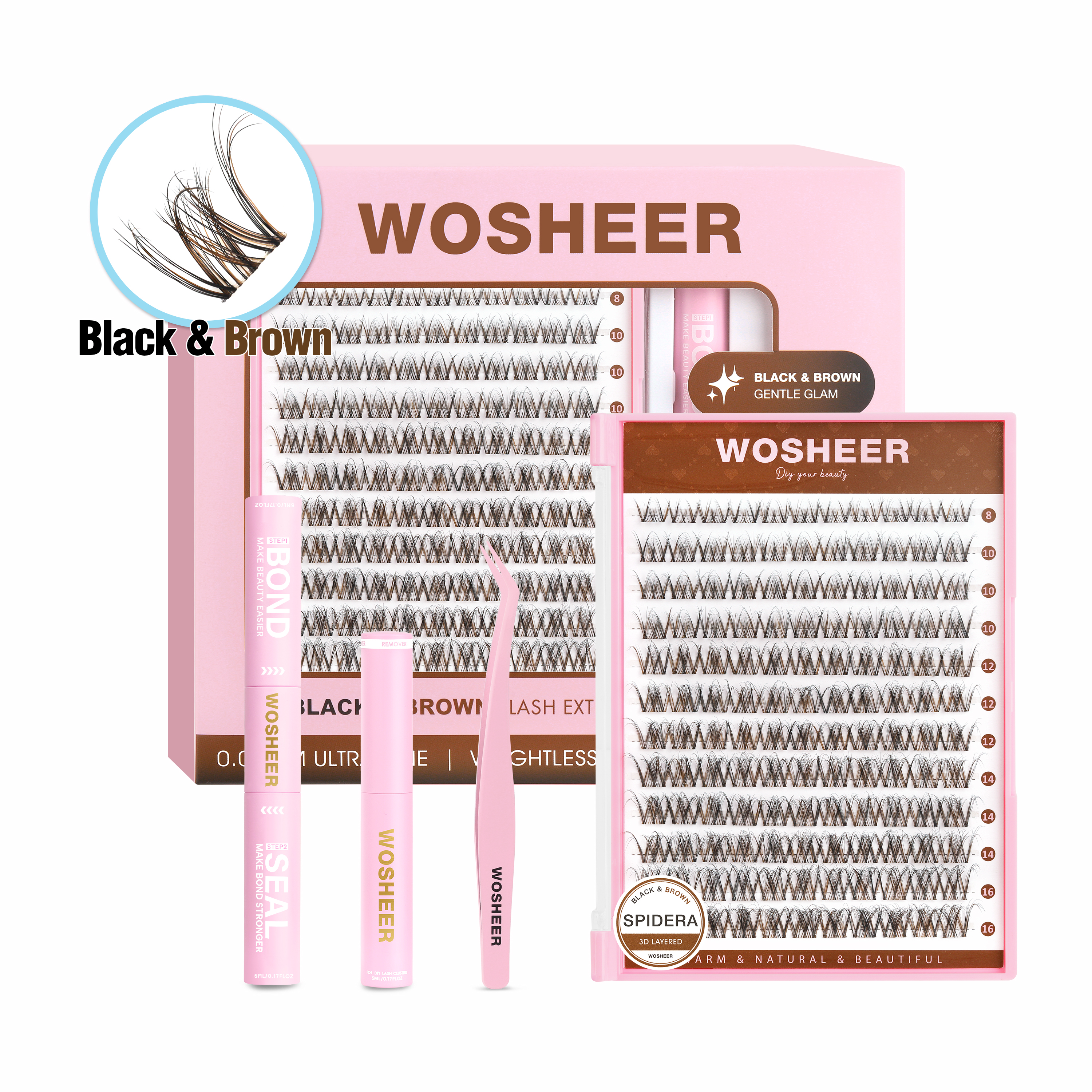 3D SPIDERA Black&Brown Lash Clusters