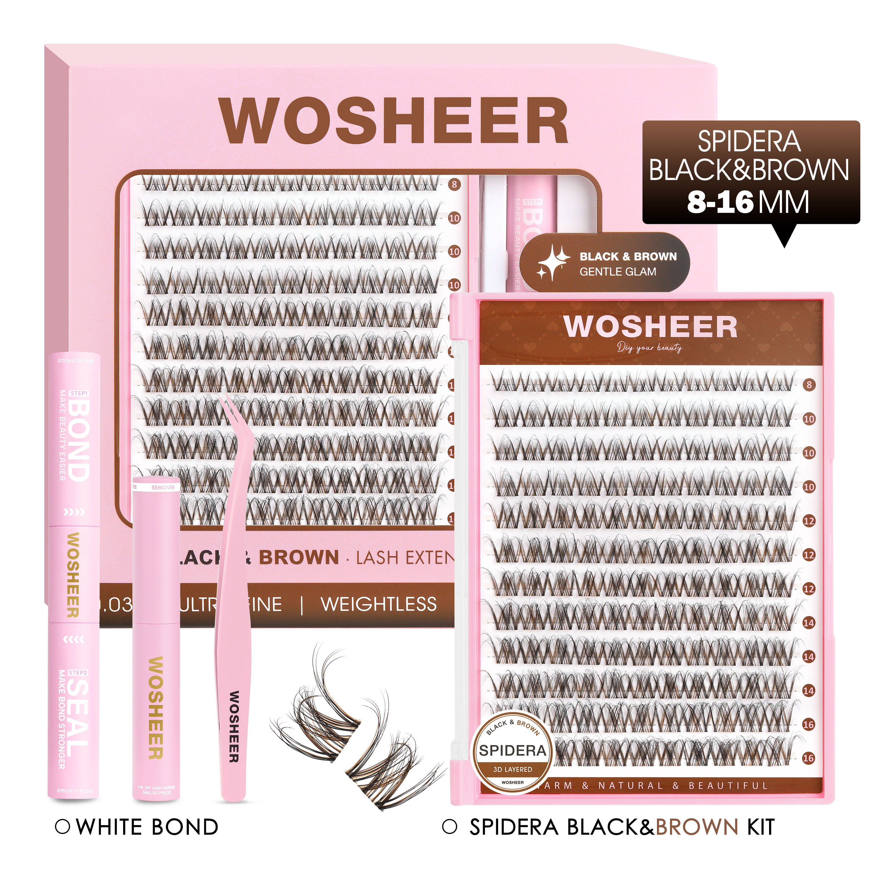 3D SPIDERA Black&Brown Lash Clusters