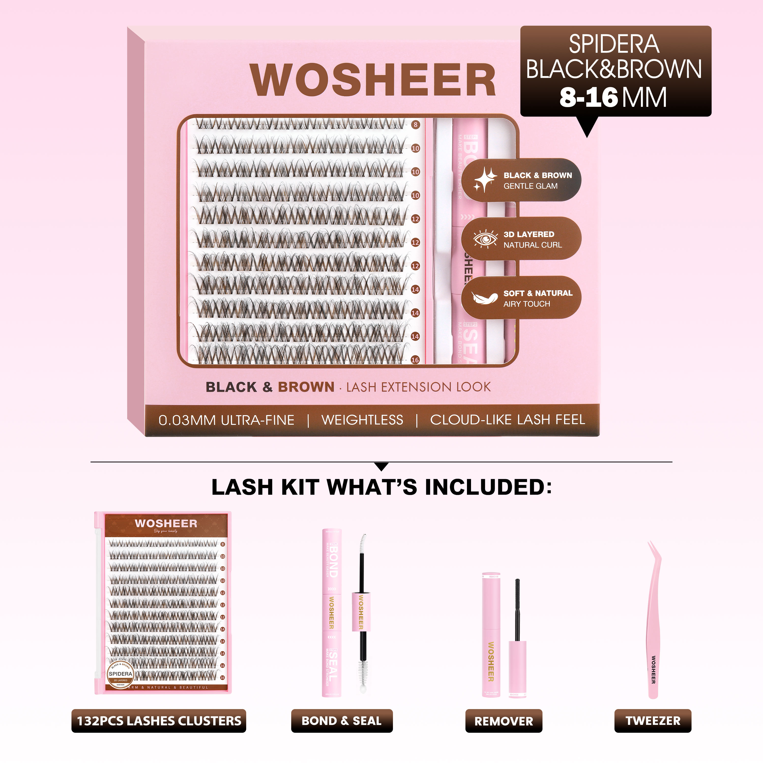 3D SPIDERA Black&Brown Lash Clusters