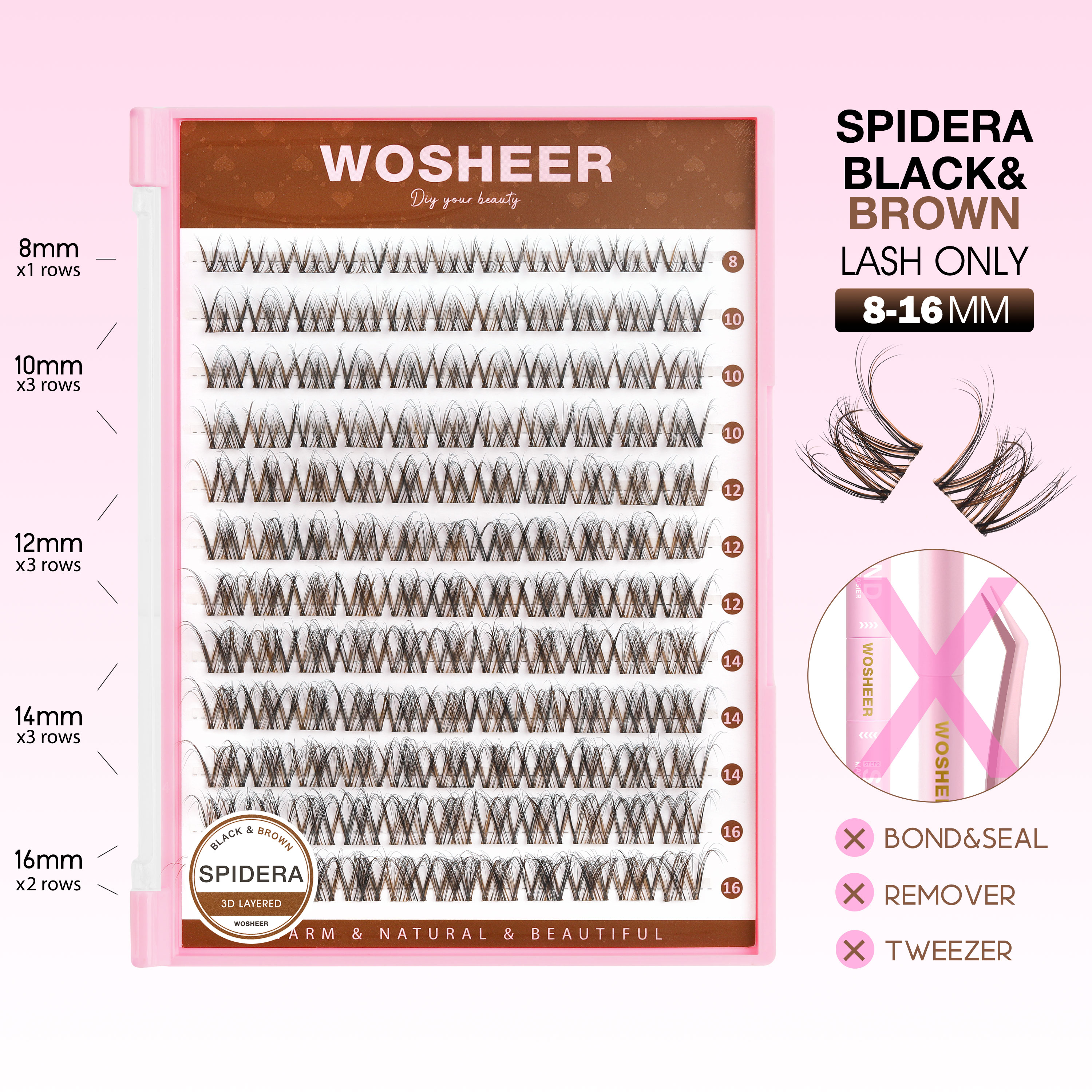 3D SPIDERA Black&Brown Lash Clusters