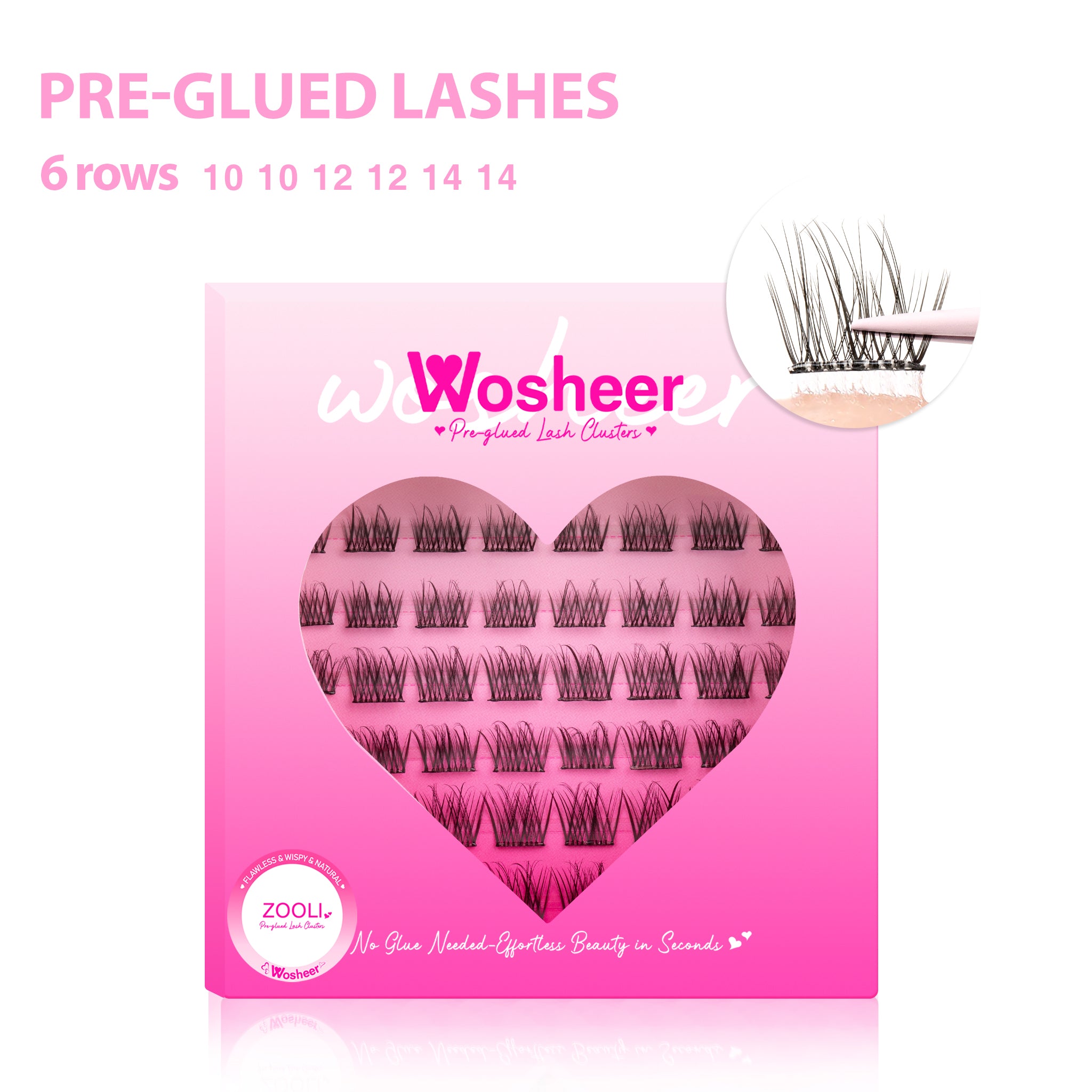 ZOOLI Pre-glued Lash Clusters - MX - WOSHEER